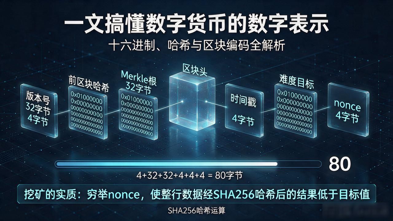 一文搞懂数字货币的数字表示：十六进制、哈希与区块编码全解析