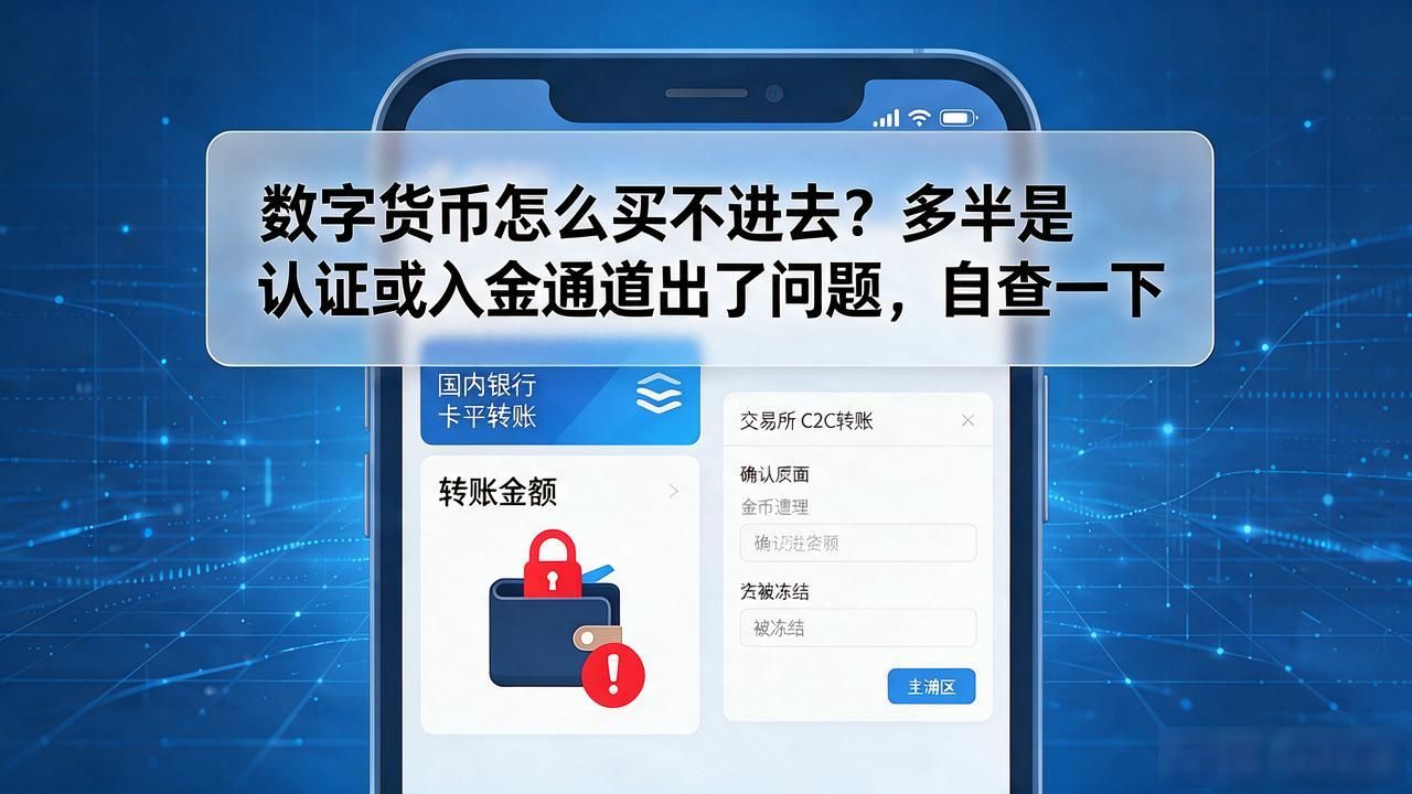 数字货币怎么买不进去?多半是认证或入金通道出了问题,自查一下