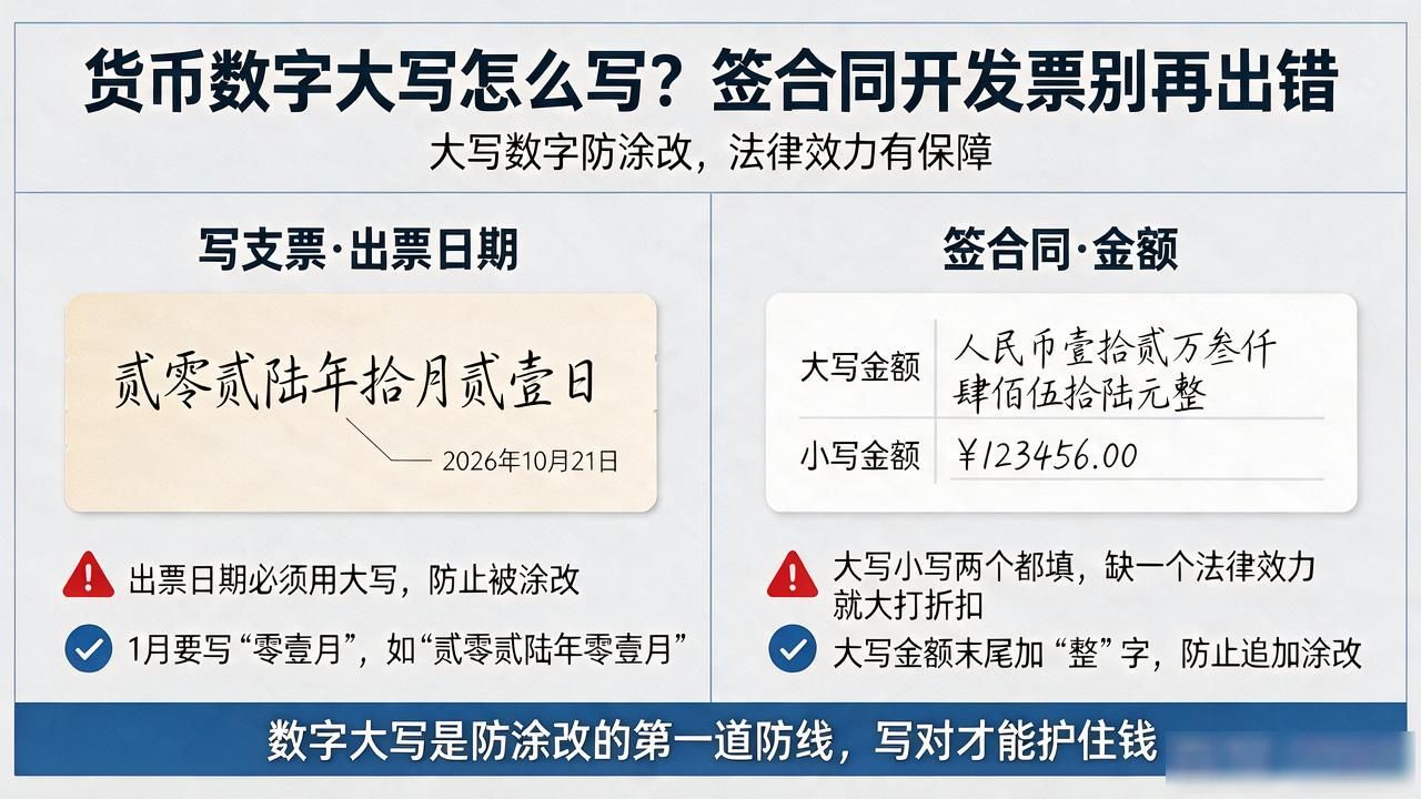 货币数字大写怎么写？签合同开发票别再出错