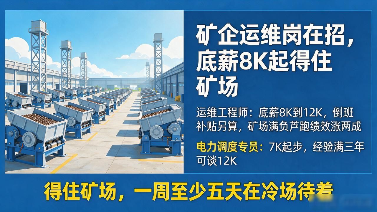 数字货币矿业公司招聘：矿企运维岗在招，底薪8K起得住矿场